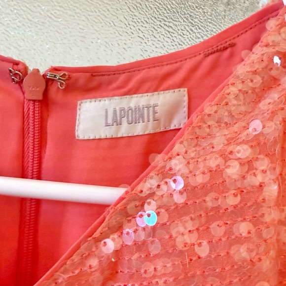 SALLY LAPOINTE Sequin Embellished Top Pants FULL SET in Coral Sz 12 US - Picture 10 of 14